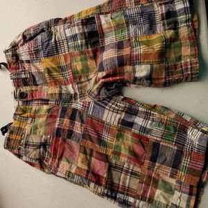 Gap Kids Madras Plaid Patchwork Cargo Shorts Size 10 boys